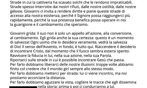 Foglio settimanale dal 5 al 12 dicembre 2021