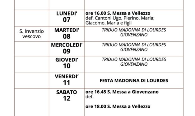 Calendario Liturgico dal 6 al 13 febbraio 2022