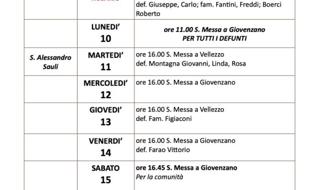 Calendario Liturgico dal 09 al 16 ottobre 2022