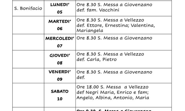 Calendario Liturgico dal 04 al 11 giugno 2023