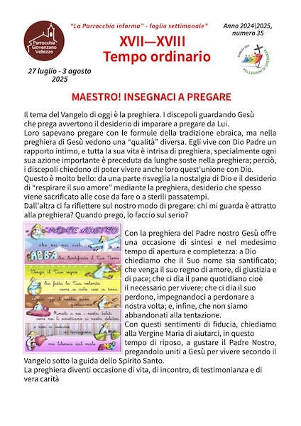 Foglio Settimanale dal 27 luglio al 03 agosto 2025