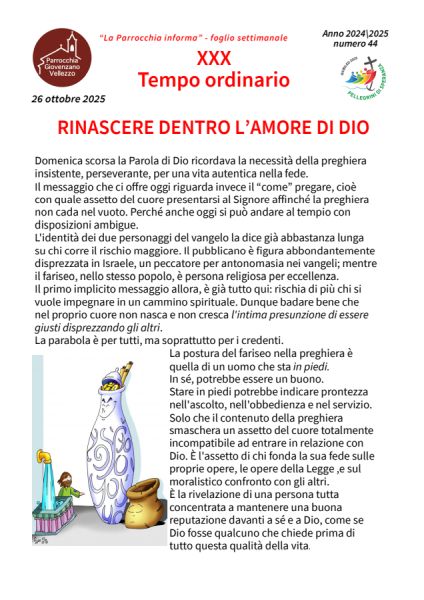 Foglio Settimanale dal 26 ottobre al 02 novembre 2025