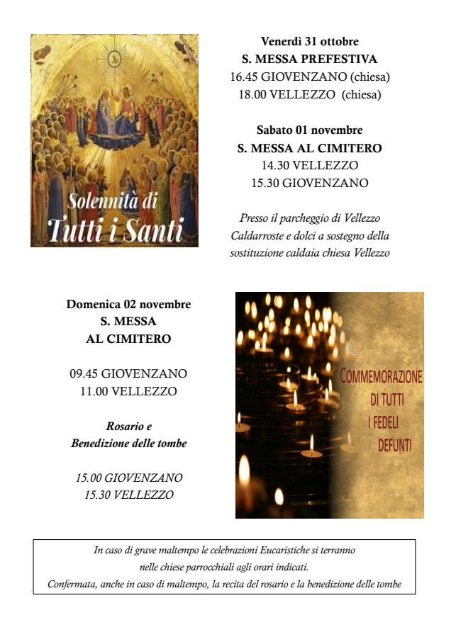 Tutti i Santi - Commemorazione Fedeli Defunti