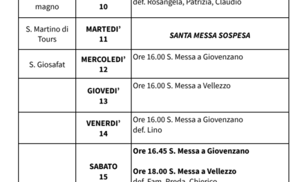 Calendario Liturgico dal 09 al 16 novembre 2025