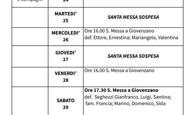 Calendario Liturgico dal 23 al 30 novembre 2025