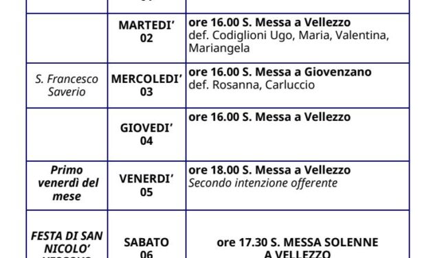 Calendario Liturgico dal 30 novembre al 07 dicembre 2025