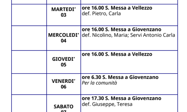 Calendario Liturgico dal 01 al 08 marzo 2026