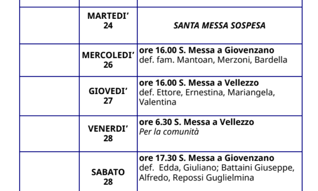 Calendario Liturgico dal 22 febbraio al 01 marzo 2026